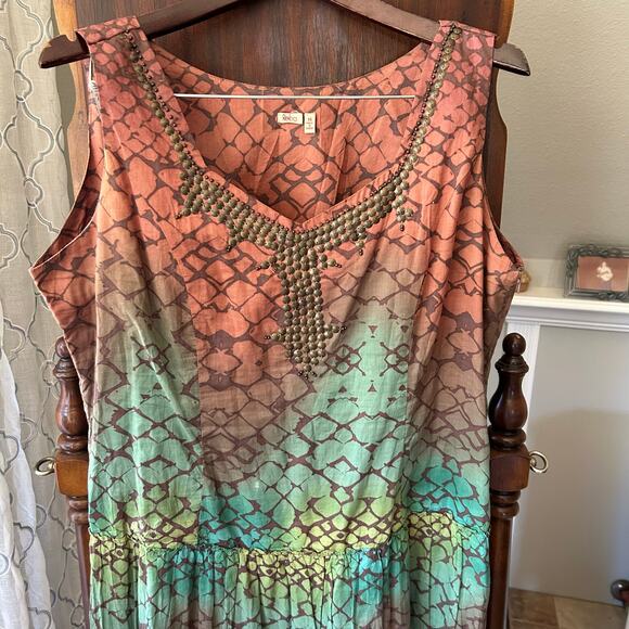 Reba Southwestern Peasant Prairie Dress size 14 FALL beaded broomstick skirt - Picture 2 of 12